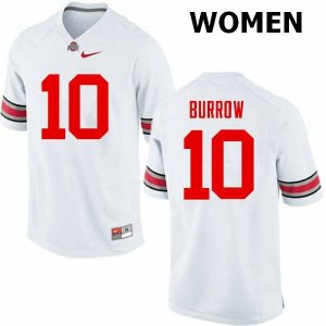 Women's Ohio State Buckeyes #10 Joe Burrow White Nike NCAA College Football Jersey Summer FOA5344GL